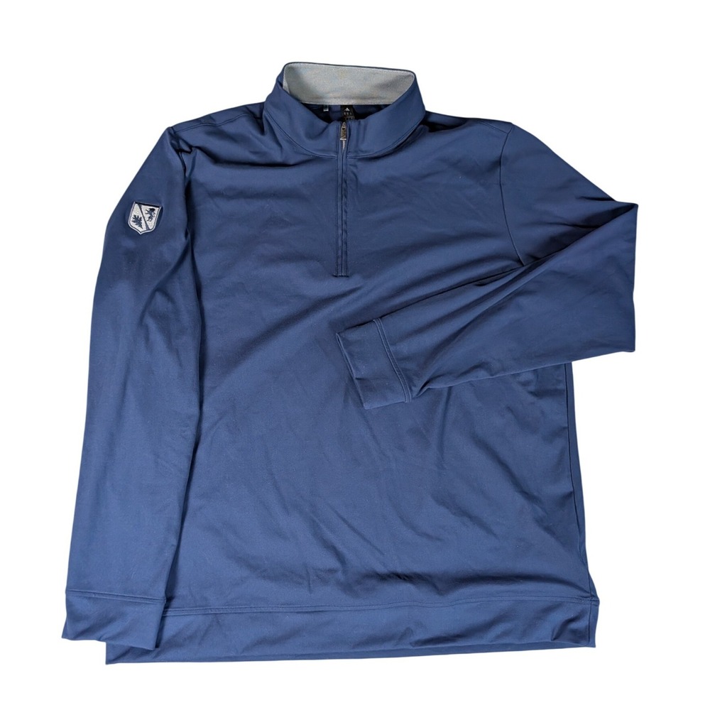 Adidas Mens Navy Blue Quarter Zip Golf Pullover Performance Sweatshirt 6485